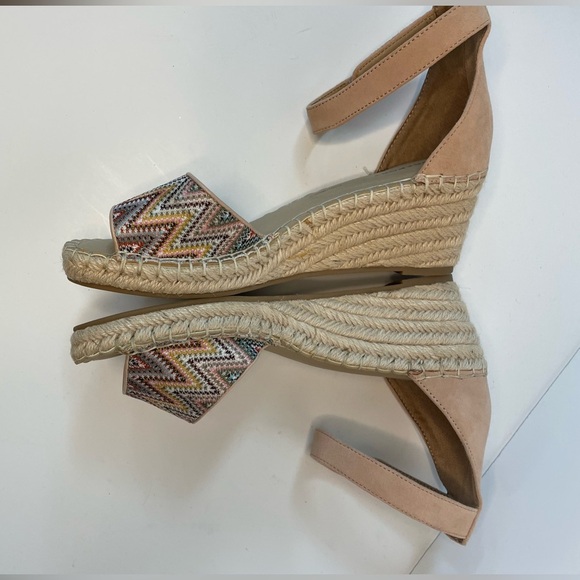 Rockport Marah Ankle Espadrille Chevron Wedge Peep Toe 8M - Picture 2 of 8